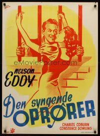 3b595 KNICKERBOCKER HOLIDAY Danish '47 art of Nelson Eddy behind bars w/Constance Dowling!