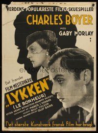 3b599 LE BONHEUR Danish '34 cool image of Charles Boyer & Gaby Morlay + silhouette!