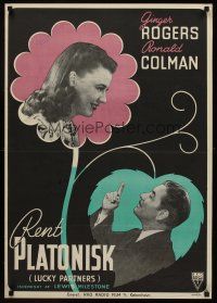 3b606 LUCKY PARTNERS Danish '48 wonderful close up romantic images of Ronald Colman & Ginger Rogers!