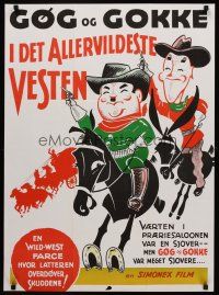 3b673 WAY OUT WEST Danish R60s wacky artwork from Laurel & Hardy classic!