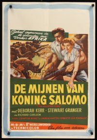 3b081 KING SOLOMON'S MINES Dutch '50 art of Deborah Kerr & Granger stampeding African animals!