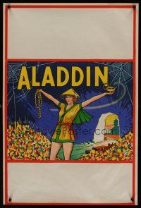 3b227 ALADDIN stage play English double crown '30s stone litho of female lead w/lamp & treasure!