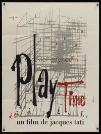 3b721 PLAYTIME French 23x32 '67 Jacques Tati, cool different art by Baudin & Rene Ferracci!
