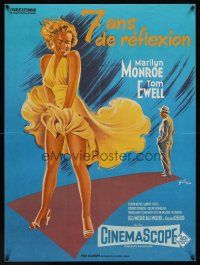 3b724 SEVEN YEAR ITCH French 23x32 R70s best art of classic Marilyn Monroe by Boris Grinsson!