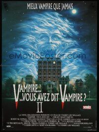 3b766 FRIGHT NIGHT 2 French 15x21 '89 welcome back, cool horror artwork of ghosts!