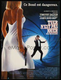 3b788 LIVING DAYLIGHTS French 15x21 '87 Timothy Dalton as James Bond & sexy Maryam d'Abo with gun!