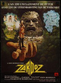 3b829 ZARDOZ French 15x21 '74 fantasy art of Sean Connery has seen the future and it doesn't work!