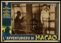 3b047 MACAO Italian 13x18 pbusta '52 Josef von Sternberg, cool image of Robert Mitchum & shadow!