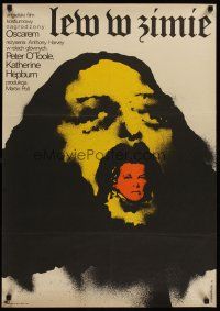 3b450 LION IN WINTER Polish 23x33 '72 Peter O'Toole, Wasilewski art of Katharine Hepburn!