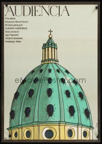 3b457 PAPAL AUDIENCE Polish 23x33 '73 L'udienza, Cardinale, cool art of bugs on dome by Flisak!