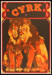 3b485 CYRK Polish commercial poster '79 Waldemar Swierzy art of lions!