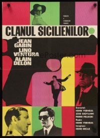 3b086 SICILIAN CLAN Romanian '69 Verneuil's Les Clan des Siciliens, Jean Gabin, Alain Delon!