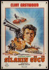 3b113 MAGNUM FORCE Turkish '73 different art of Clint Eastwood pointing his huge gun by Omer Muz!
