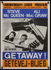 3b298 GETAWAY Yugoslavian '72 Steve McQueen, Ali McGraw, Sam Peckinpah, cool gun & passports image!