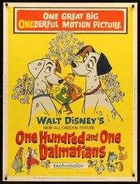 3c633 ONE HUNDRED & ONE DALMATIANS 30x40 '61 most classic Walt Disney canine family cartoon!