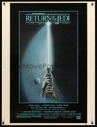 3c637 RETURN OF THE JEDI 30x40 '83 George Lucas classic, great art of hands holding lightsaber!