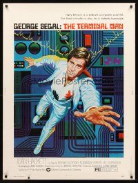 3c650 TERMINAL MAN 30x40 '74 art of George Segal by Ken Barr, written by Michael Crichton!