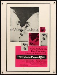 3c652 THOMAS CROWN AFFAIR 30x40 '68 best kiss close up of Steve McQueen & sexy Faye Dunaway!