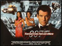 3c145 TOMORROW NEVER DIES British quad '97 Pierce Brosnan as James Bond 007, sexy Teri Hatcher!