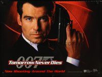 3c147 TOMORROW NEVER DIES teaser DS British quad '97 super close Pierce Brosnan as James Bond 007!