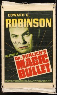 3c402 DR. EHRLICH'S MAGIC BULLET old linen 1sh '40 Edward G. Robinson searches for syphilis cure!