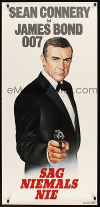 3c161 NEVER SAY NEVER AGAIN German 22x47 '83 art of Sean Connery as James Bond pointing gun!
