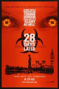 3c564 28 DAYS LATER teaser mini poster '03 Danny Boyle, Cillian Murphy vs. zombies in London!