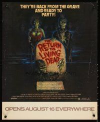 3c584 RETURN OF THE LIVING DEAD advance mini poster '85 art of punk rock zombies ready to party!