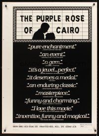 3c406 PURPLE ROSE OF CAIRO printer's test 1sh '85 Woody Allen, Jeff Daniels, Mia Farrow, Aiello!
