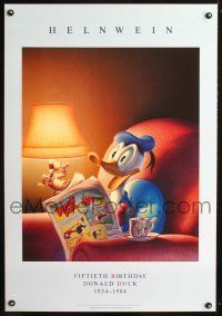 3c551 FIFTIETH BIRTHDAY DONALD DUCK special poster '84 art reading comic by Gottfried Helnwein!
