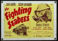 3c491 FIGHTING SEABEES special 20x28 poster R50s John Wayne & Susan Hayward in World War II!