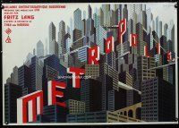 3c172 METROPOLIS French 27x39 special poster R00s Fritz Lang, cool different art by Boris Bilinsky!