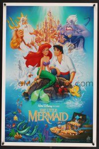 3c477 LITTLE MERMAID special 18x27 '89 great image of Ariel & cast, Disney underwater cartoon!