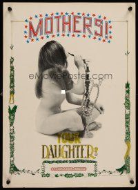 3c318 MOTHERS! YOUR DAUGHTER? special 14x20 '70s sexy naked pot-smoking hippie, art by de Sica!