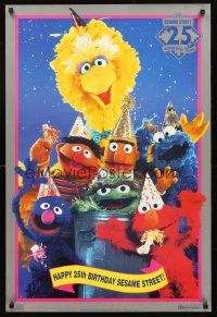 3c362 SESAME STREET 25 WONDERFUL YEARS video special 24x36 '93 cast puppet photo!