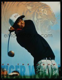 3c344 TIGER WOODS ON THE PROWL special 22x28 '96 great image of golfer in action!