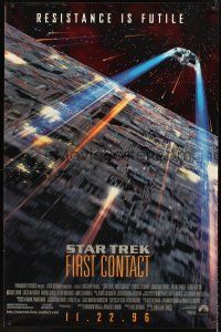 3c397 STAR TREK: FIRST CONTACT half subway '96 cool image of Enterprise flying in space!