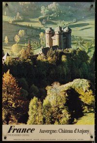 3c263 FRANCE AUVERGNE: CHATEAU D'ANJONY travel poster '70s Pelissier photo of French castle!