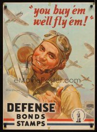 3c271 YOU BUY 'EM WE'LL FLY 'EM war poster '42 great WWII artwork by Wilkinsons!