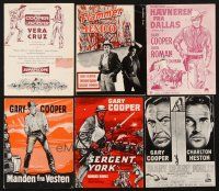 3d015 LOT OF 6 GARY COOPER DANISH PROGRAMS '40s-50s Sergeant York, Dallas, Man of the West & more!