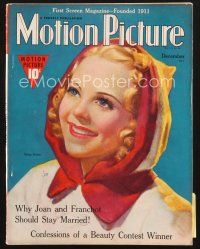 3d106 MOTION PICTURE magazine December 1938 artwork of pretty Sonja Henie wearing red hood!
