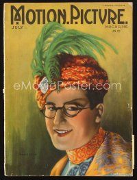 3d092 MOTION PICTURE magazine July 1922 wonderful artwork of Harold Lloyd wearing feathered turban!
