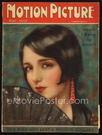 3d099 MOTION PICTURE magazine May 1926 artwork of pretty Bebe Daniels by Marland Stone!