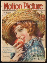 3d100 MOTION PICTURE magazine November 1928 art of country girl Madge Bellamy by Marland Stone!
