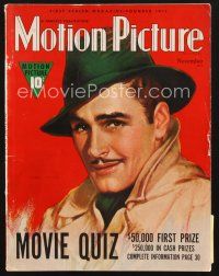 3d105 MOTION PICTURE magazine November 1938 great artwork portrait of Errol Flynn!