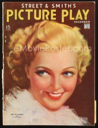 3d124 PICTURE PLAY magazine December 1934 art portrait of pretty Pat Paterson by Tchetchet!