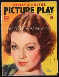 3d119 PICTURE PLAY magazine July 1934 artwork portrait of sexy Myrna Loy by Albert Fisher!