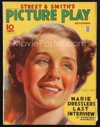3d123 PICTURE PLAY magazine November 1934 smiling art portrait of Norma Shearer by Albert Fisher!