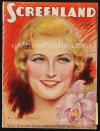 3d129 SCREENLAND magazine October 1929 art of pretty Laura La Plante by Charles Sheldon!