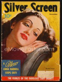 3d130 SILVER SCREEN magazine December 1941 artwork of pretty Dorothy Lamour by Marland Stone!